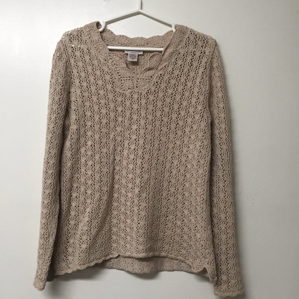 Northern Reflections Knit Crochet Cream Sweater Size Small